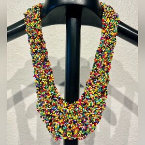 Vintage Colorful Multi Strand Beaded Statement Necklace